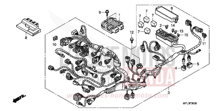 WIRE HARNESS (CBR1000RR) for CBR1000RR Fireblade ACHILLES BLACK METALLIC-U (NH124) from 2009